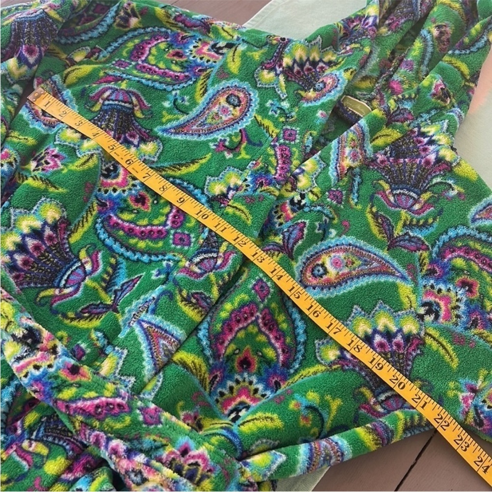 Vera Bradley Emerald Paisley Fleece Hooded Bath Robe Green S/M - Picture 7 of 9